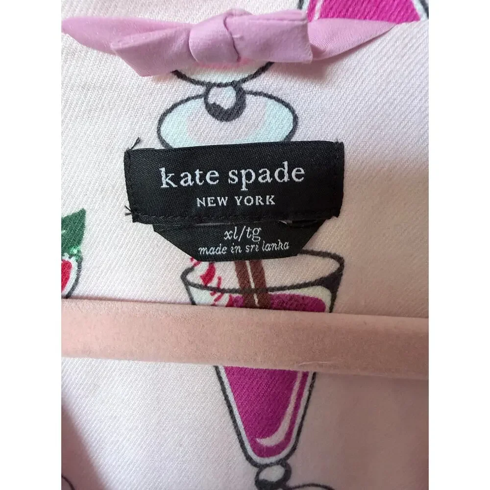 Kate spade cotton viscose flannel pajamas set martinis drinks girly XL self care